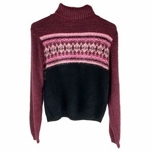 VINTAGE Pink Fair Isle Turtleneck Sweater | M